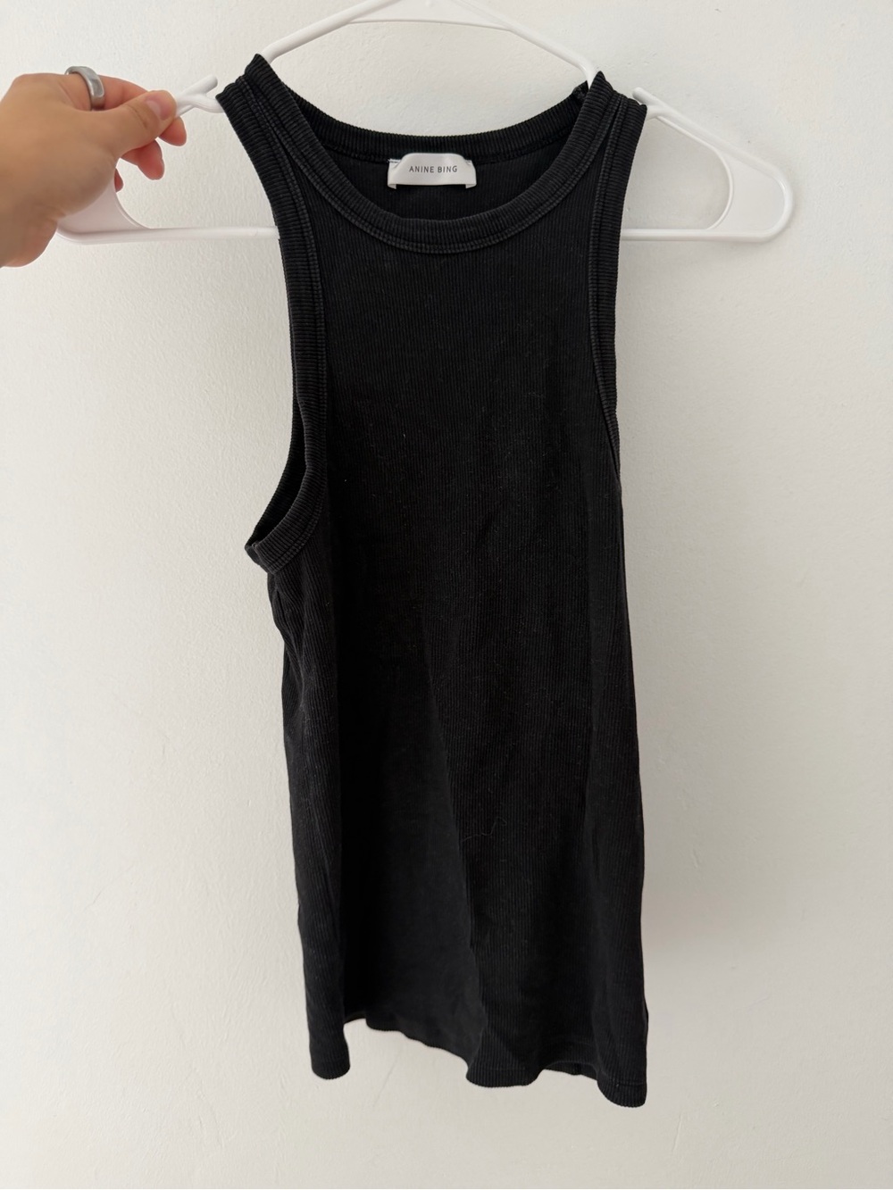 Anine Bing Black Ribbed Eva Tank Size S - Picture 4 of 6